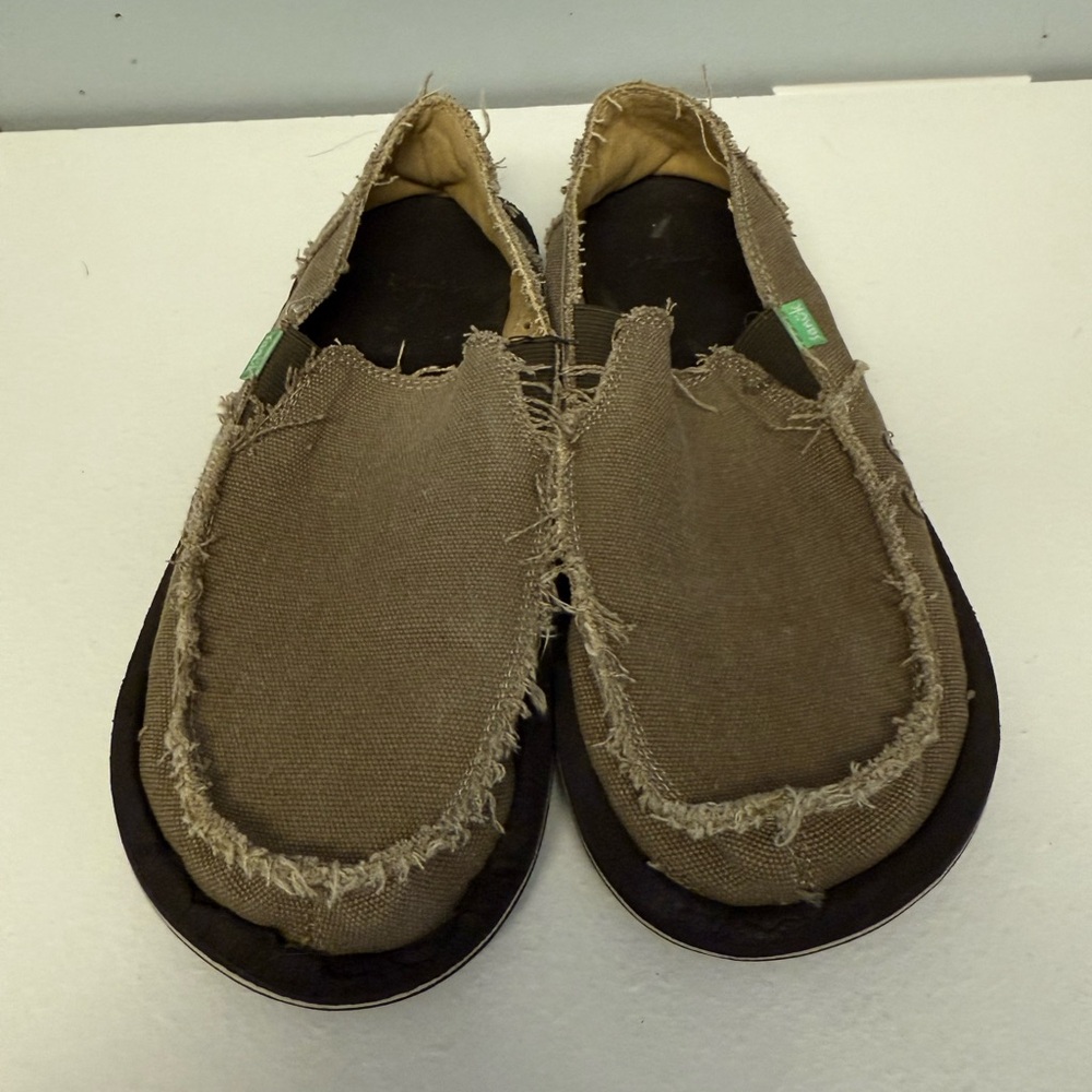 NEW Sanuk Sidewalk Surfers Men’s Size 7 M Vagabond Canvas Shoe Brown SMF1001 BRN
